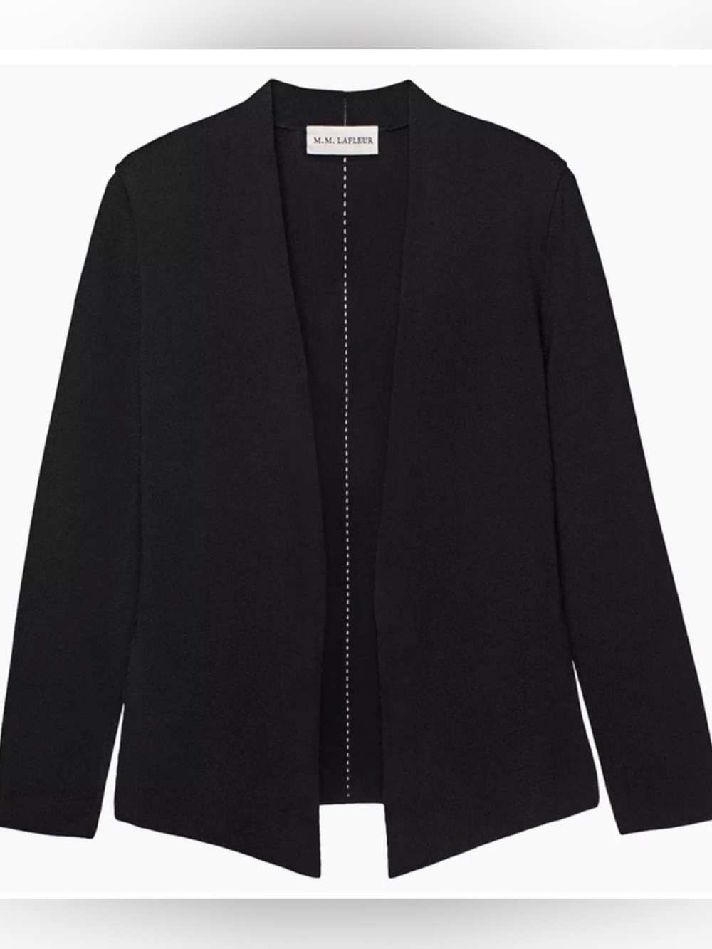 M.M. LaFleur Woolf Nylon Open Front Jacket Solid Black size small tight knit